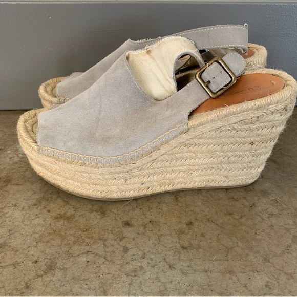 Soludos Gray Leather Espadrille Wedge Sandals Size 8 - Picture 5 of 10